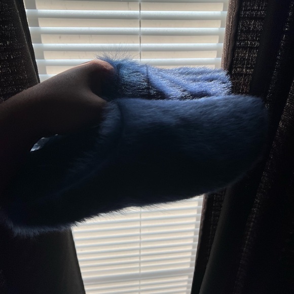 Luxury inspired  fashion fur mules Navy - Picture 6 of 6